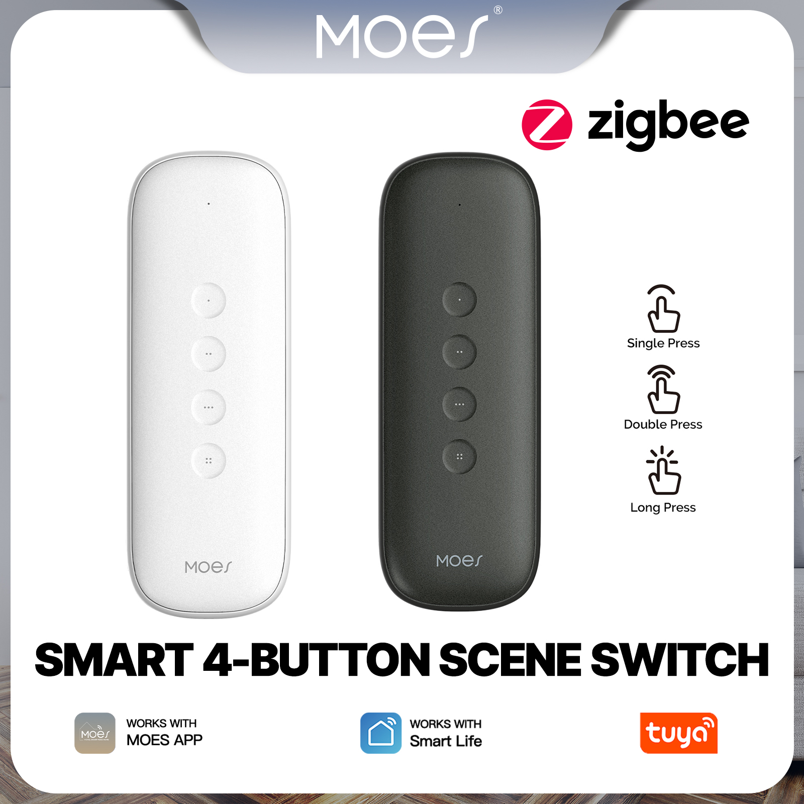 Smart Home Z Wave - MOES Tuya ZigBee Smart 4-Button Scene
