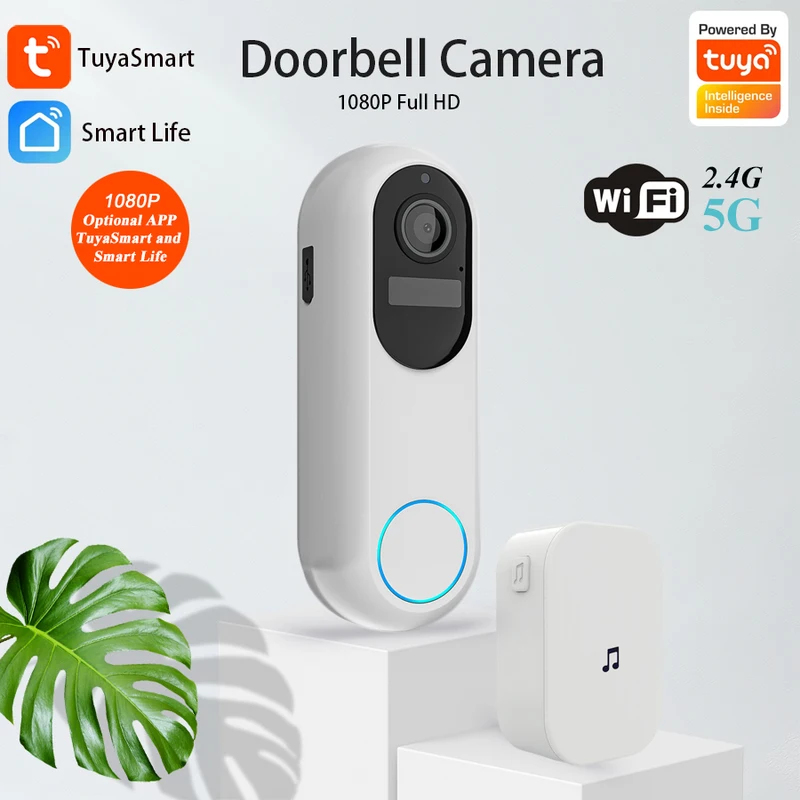 Smart Home Battery Camera - Tuya Smart Video Doorbell Waterproof Night