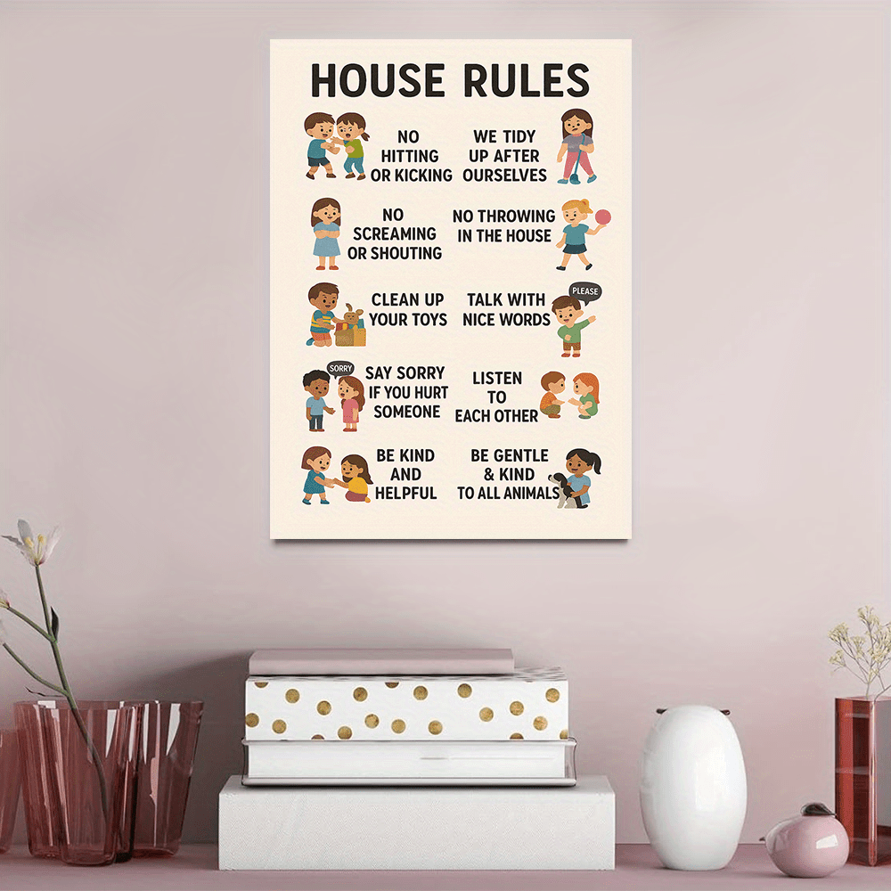 Smart Home Poster - 1pc Kids Room Rules Canvas Wall