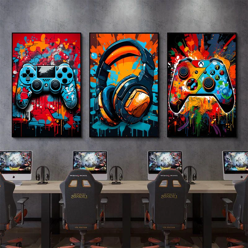 Smart Home Poster - Colorful Game Controller Canvas Painting Graffiti