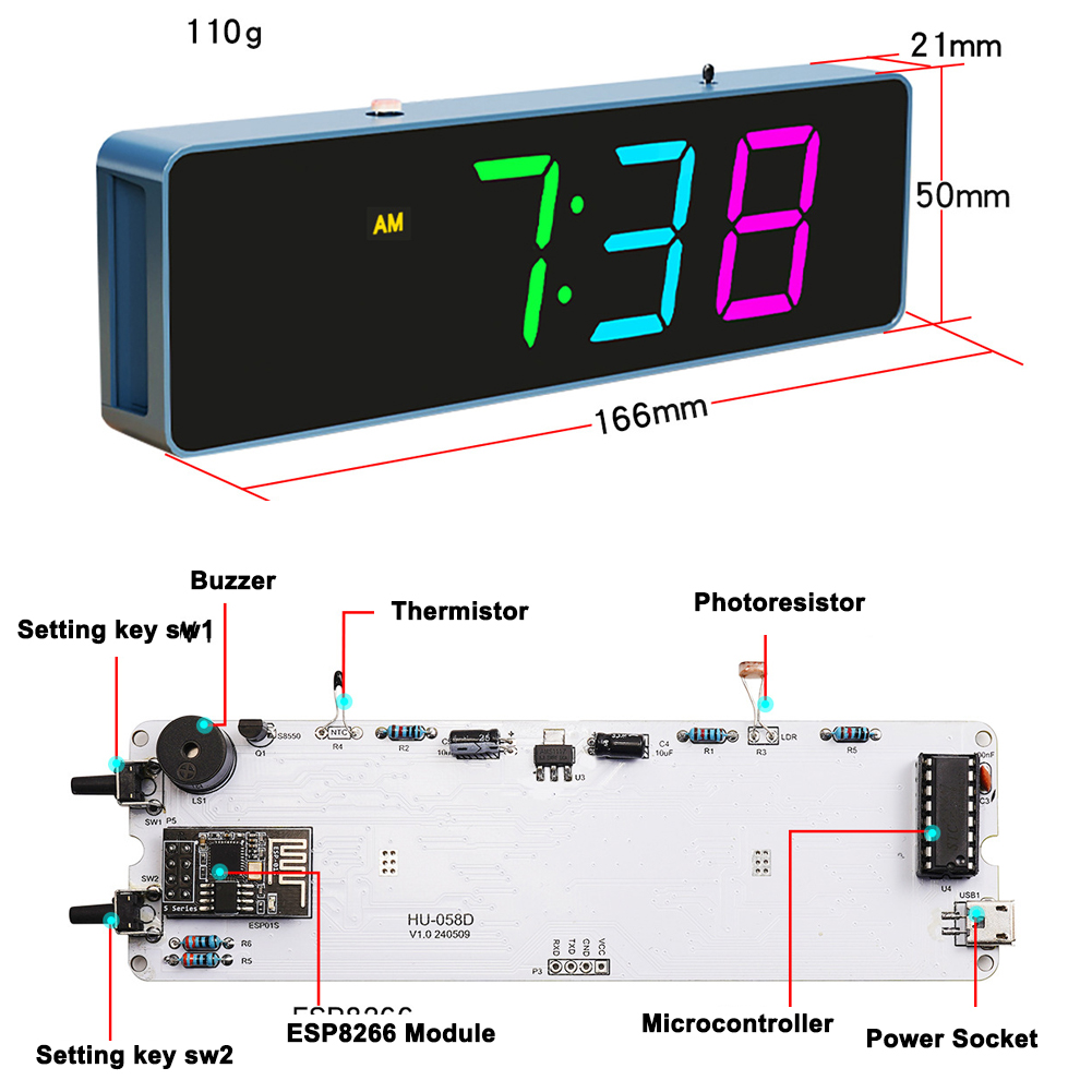 ESP8266 IoT Colorful WiFi Cloc - Smart Home Esp8266 recensie en prijs