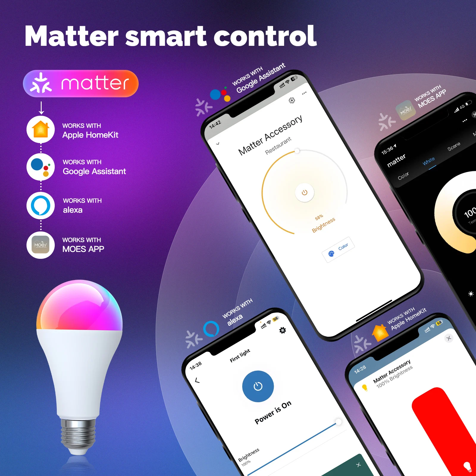 MATTER Smart Bulb WiFi RGB+CW  - Alexa Compatible Bulb recensie en prijs