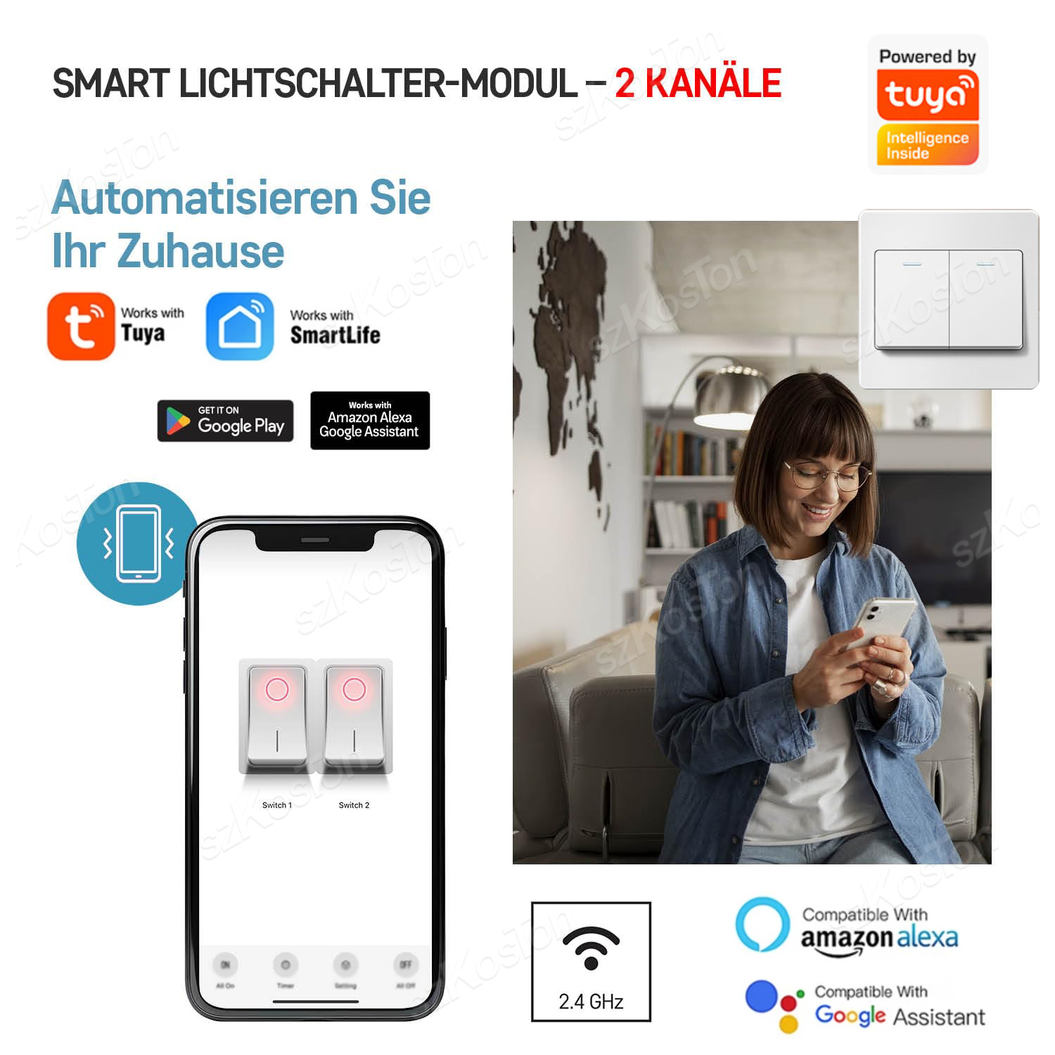 16A Tuya WiFi Smart Switch Mod - Smart Home Voice Control recensie en prijs