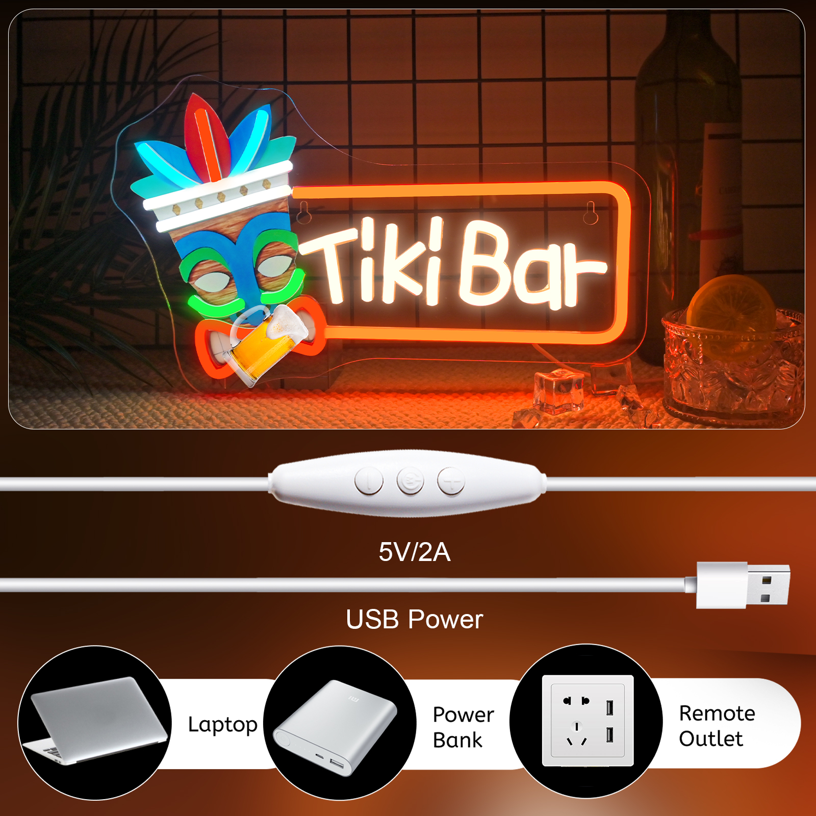 Tiki Bar Neon Sign UV Led Sign - Smart Home Poster recensie en prijs