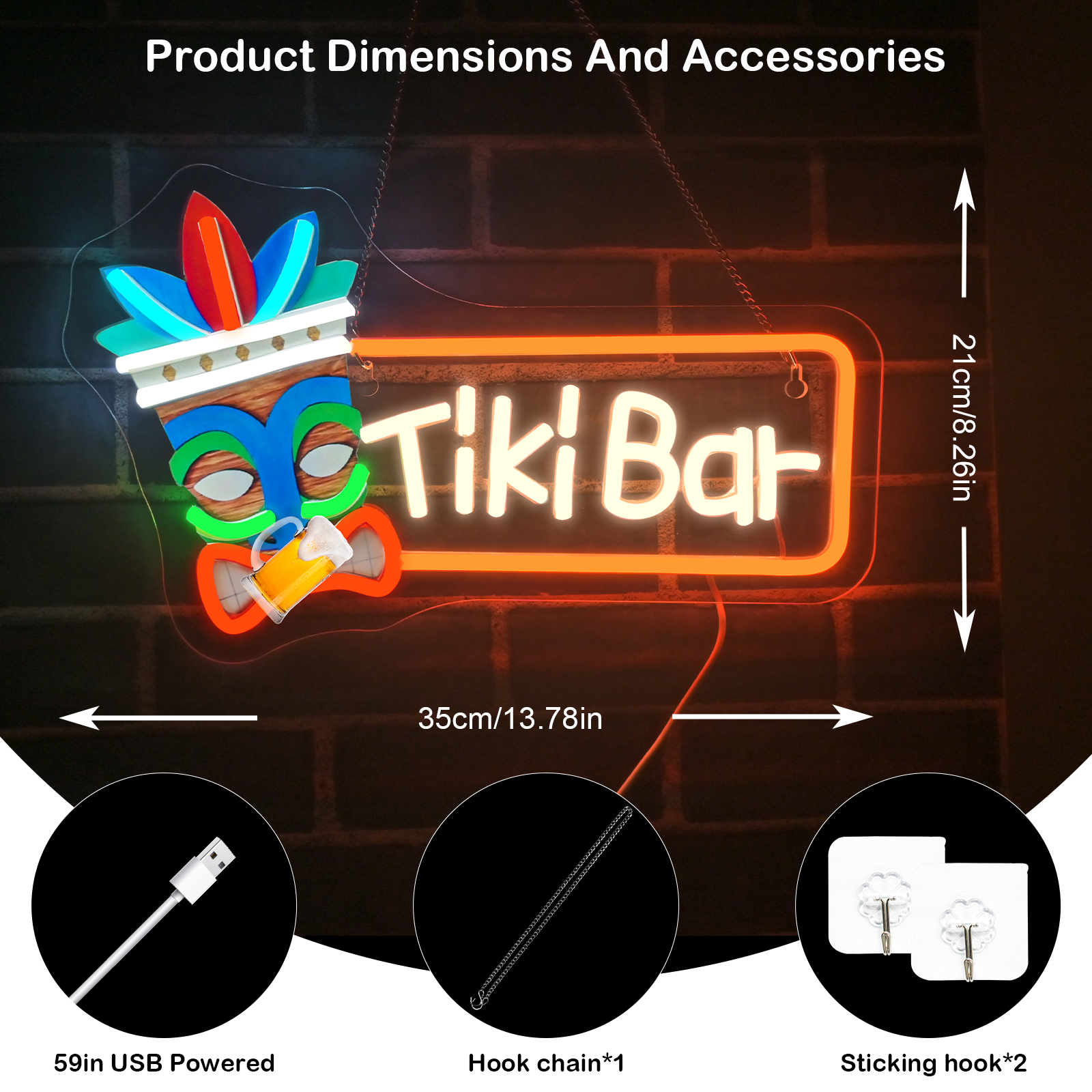 Tiki Bar Neon Sign UV Led Sign - Smart Home Poster recensie en prijs