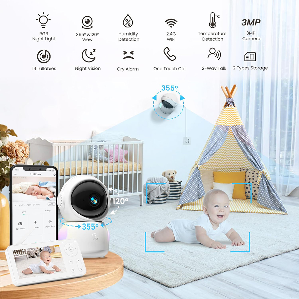 2K Baby Monitor with 2 Cameras - Smart Home Battery Camera recensie en prijs